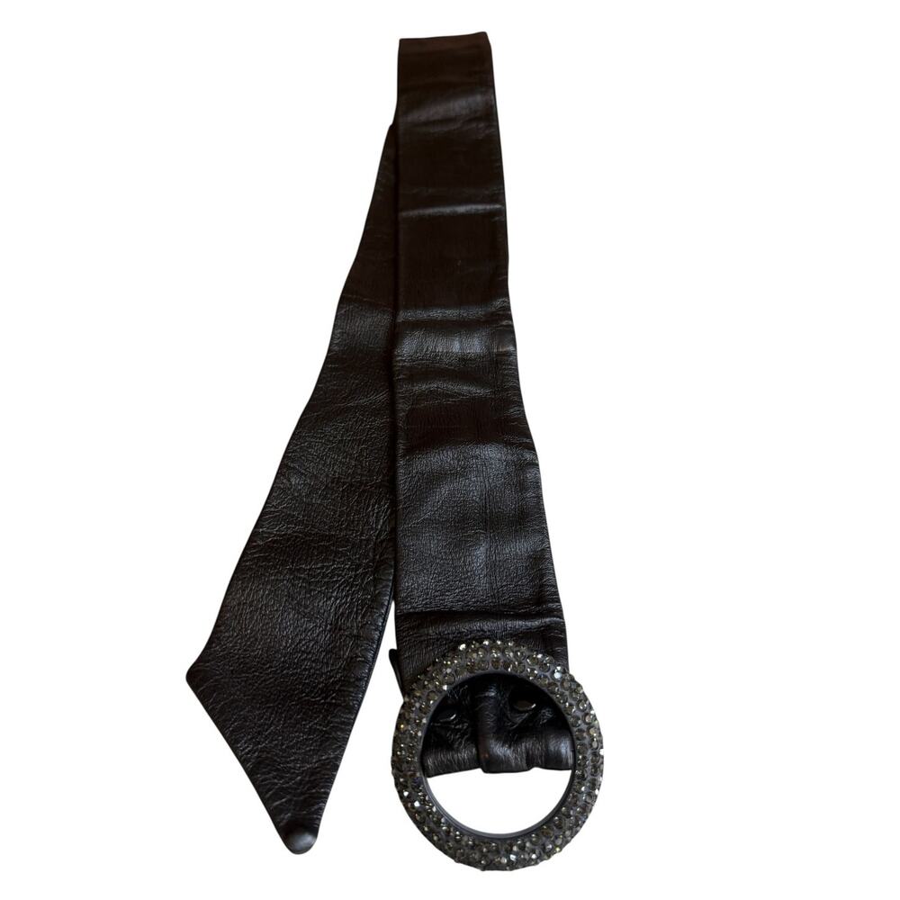 Vintage Wide Leather Cinch Belt Black